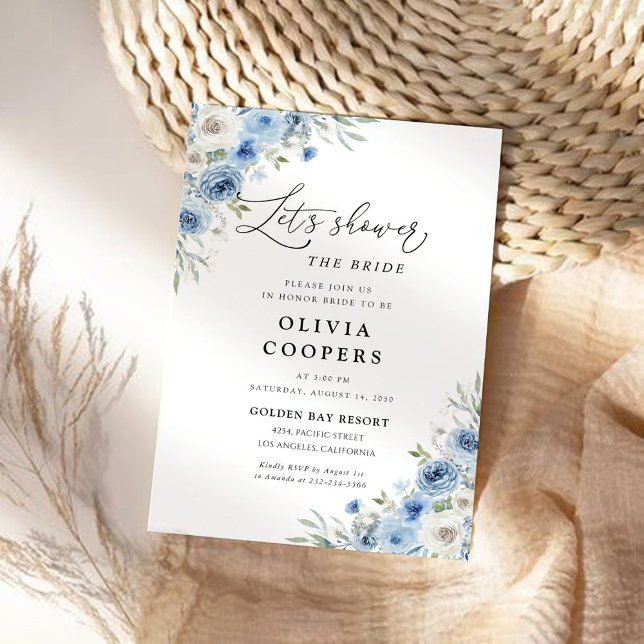 Dusty Blue Ivory Bridal Shower Invitation (Creator Uploaded)