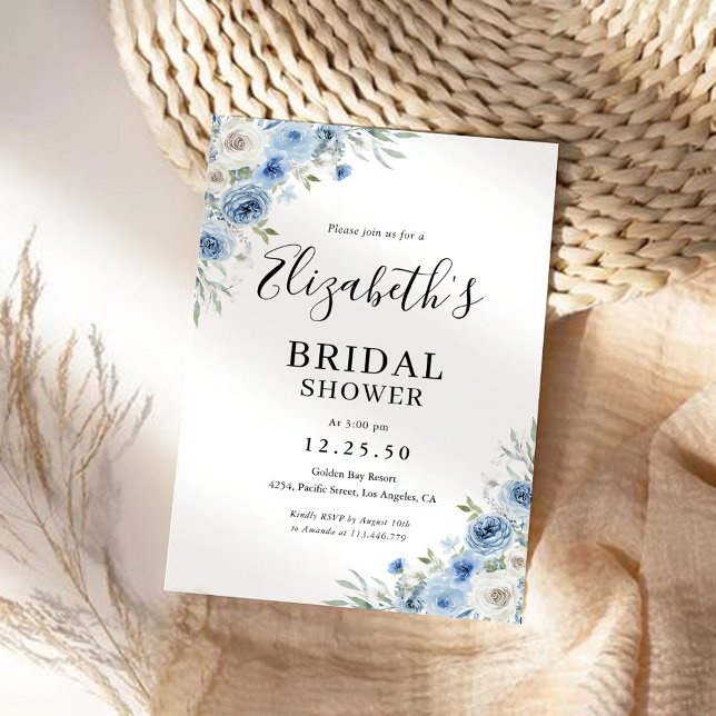 Dusty Blue Ivory Bridal Shower Invitation (Creator Uploaded)