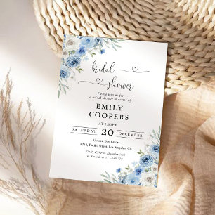 Dusty Blue Ivory Bridal Shower Invitation