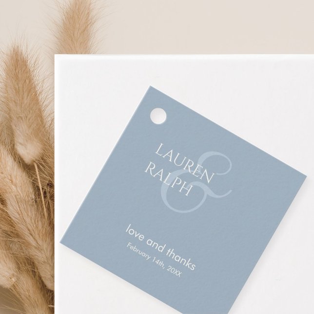 Dusty Blue & Ivory Couple Monogram Thank You Favour Tags (Creator Uploaded)