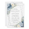 Dusty Blue Ivory Cream Floral Silver Geometric