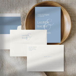 Dusty Blue & Ivory Minimalist  Wedding Invitation Envelope