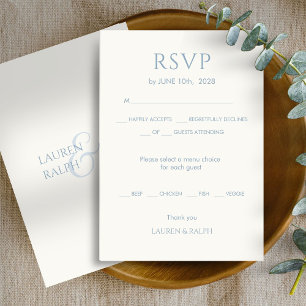 Dusty Blue & Ivory Monogram Wedding RSVP Card
