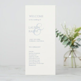 Dusty Blue Ivory Monogram Welcome Wedding Program