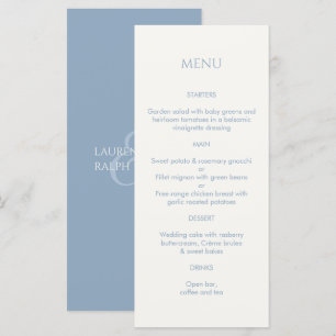 Dusty Blue & Ivory Monogrammed Wedding Menu