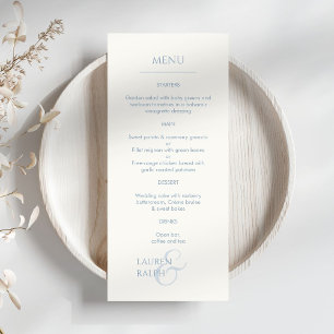 Dusty Blue & Ivory Monogrammed Wedding Menu