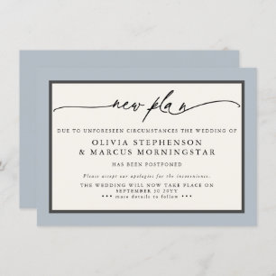 Dusty Blue Ivory - New Plan Modern Postponed Event Invitation