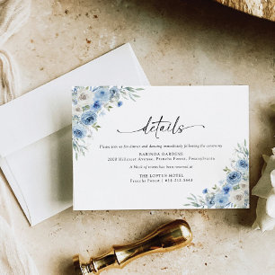 Dusty Blue Ivory Wedding Ceremony Enclosure Card