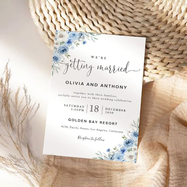 Dusty Blue Ivory Wedding Ceremony Invitation (Creator Uploaded)