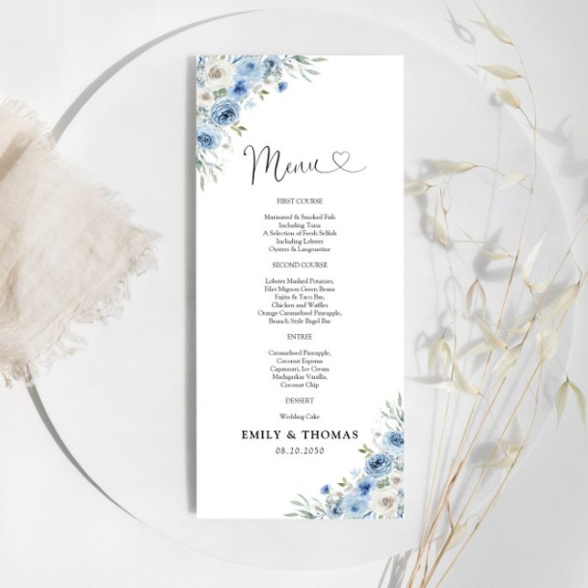 Dusty Blue Ivory Wedding Ceremony Menu (Creator Uploaded)