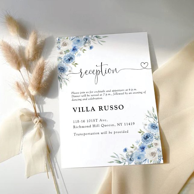 Dusty Blue Ivory Wedding Reception Enclosure Card (Creator Uploaded)