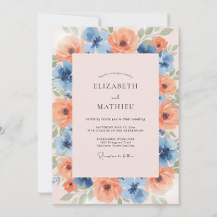 Dusty Blue Jubilant Spring Wedding Invitation