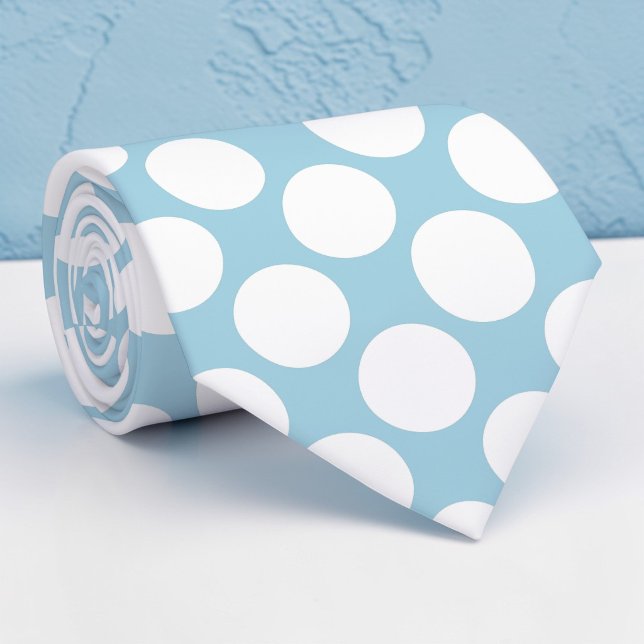 Dusty Blue Jumbo Polka Dots Custom Necktie (Creator Uploaded)