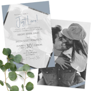 Dusty Blue Just Love Casual Wedding Invitation