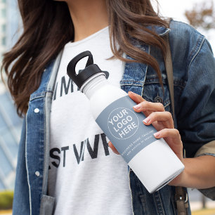 Dusty Blue l Professional Business Logo & text 532 Ml Water Bottle