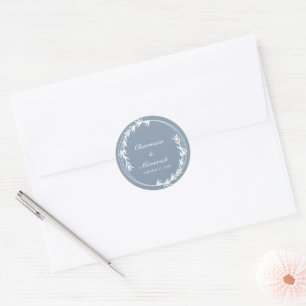 Dusty Blue Leaf  Classic Round Sticker