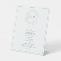 Dusty Blue Leafy Crest Monogram Let Love Sparkle