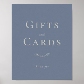 Dusty Blue Leaves and Berries Card and Gift Sign