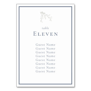 Dusty Blue Leaves and Berries Table Seating Chart Number