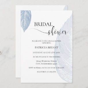 Dusty blue leaves Bridal Shower Invitation