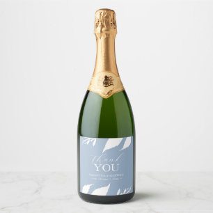 Dusty Blue Leaves Champagne Wedding Stickers