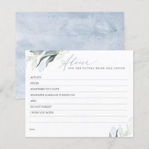 Dusty Blue Leaves Greenery Elegant Advice Card