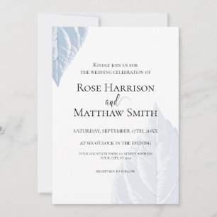Dusty blue leaves Wedding Invitation
