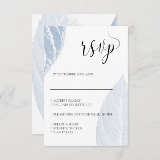Dusty blue leaves Wedding RSVP card