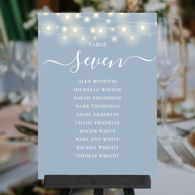 Dusty Blue Lights Table Number Seating Chart (Dusty Blue Lights Table Number Seating Chart)
