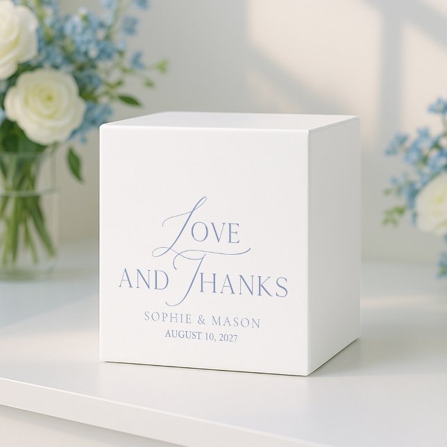 Dusty Blue “Love and Thanks” Wedding Favor Box (Creator Uploaded)