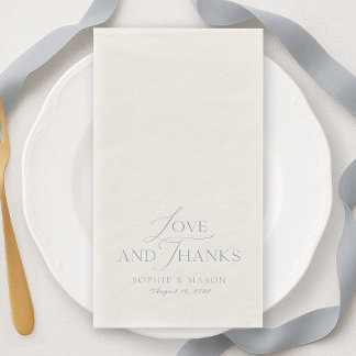 Dusty Blue Love and Thanks Wedding Napkin