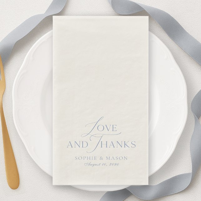 Dusty Blue Love and Thanks Wedding Napkin (Creator Uploaded)