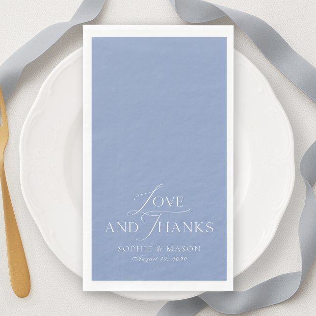 Dusty Blue Love and Thanks Wedding Napkin (Creator Uploaded)