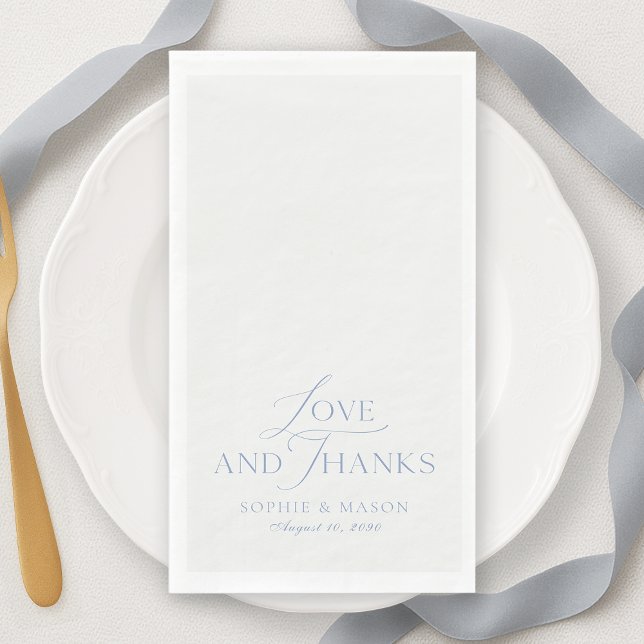 Dusty Blue Love and Thanks Wedding Napkin (Creator Uploaded)