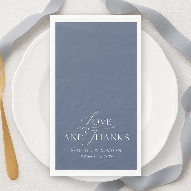 Dusty Blue Love and Thanks Wedding Napkin (Creator Uploaded)
