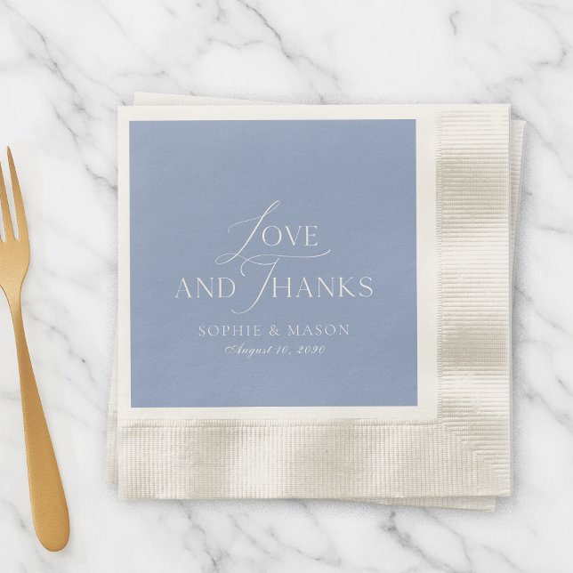Dusty Blue Love and Thanks Wedding Napkin (Creator Uploaded)