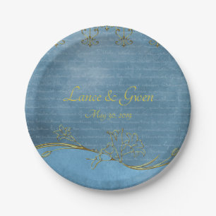 Dusty Blue Love Letter Paper Plate