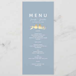 Dusty Blue Lovebirds Wedding Menu