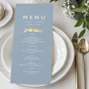 Dusty Blue Lovebirds Wedding Menu