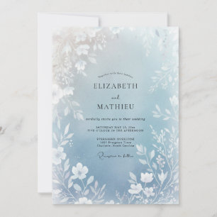 Dusty Blue Luminous Winter Wedding Invitation