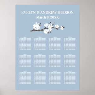 Dusty Blue Magnolia Floral Wedding Seating Chart