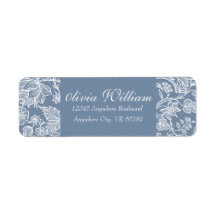 Dusty Blue main tiré Chinoiserie Floral