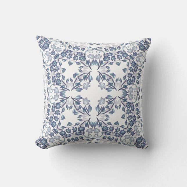 Dusty Blue Mandala  Throw Pillow (Front)