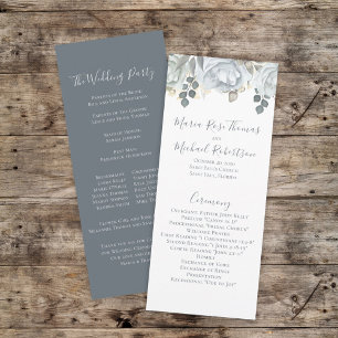 Dusty Blue Mariage Floral Script Programme
