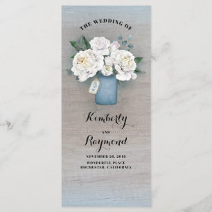 Dusty Blue Mason Jar Rustic Wedding Programs