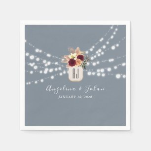 Dusty Blue Mason Jar Wedding Napkins