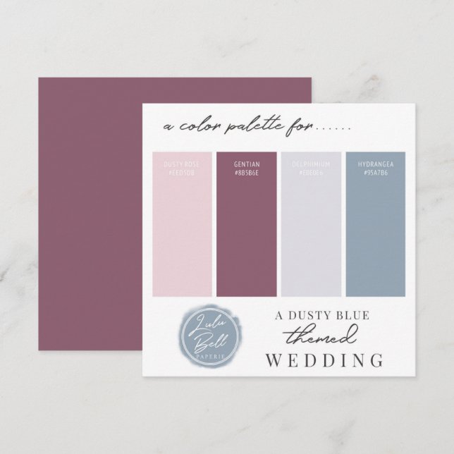 Dusty Blue Mauve & Blush Pink Colour Palette Card (Front/Back)
