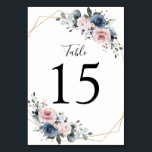 Dusty Blue Mauve Greenery Floral Geometric Table Number<br><div class="desc">Elegant and modern floral midsummer wedding table numbers features a bouquet of watercolor roses peonies in shades of slate, dusty blue, dusty rose, dusty pink , mauve, sage with lush green botanical leaves and eucalyptus. Please find more matching designs and variations from my "blissweddingpaperie" store. And feel free to contact...</div>