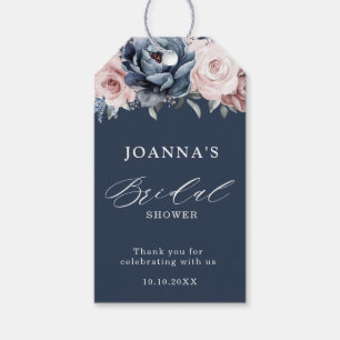 Dusty Blue Mauve Rose Pink Slate Bridal Shower Gift Tags