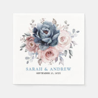 Dusty Blue Mauve Rose Pink Slate Floral Wedding 